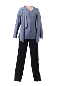 Custom-made Latin dance competition dance clothes, design solid color V-neck dance clothes, dance clothes suit supplier SKDO001 front view
